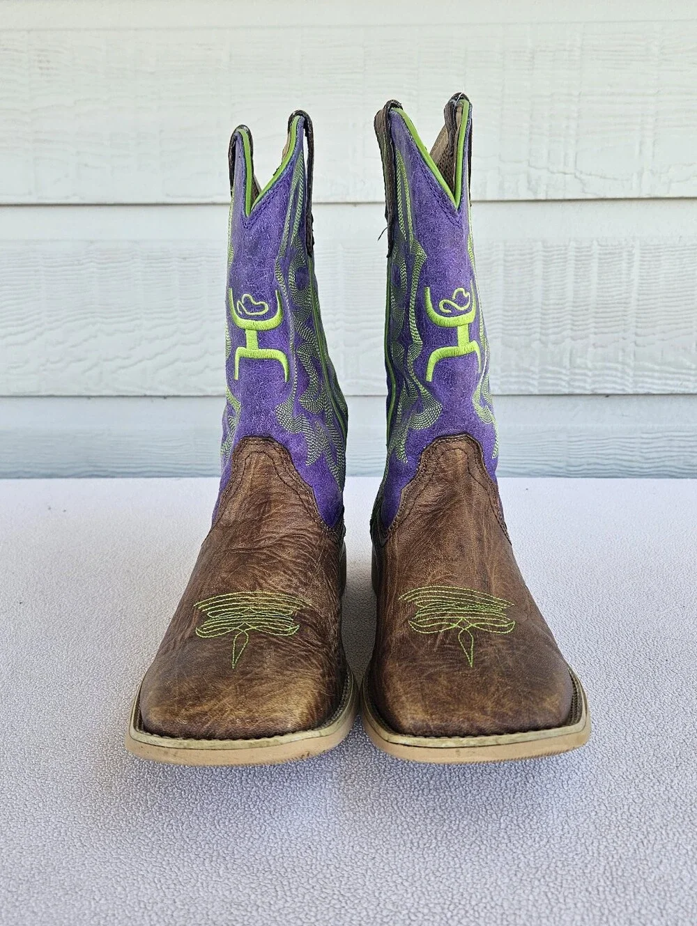 Twisted X Cowkid's Hooey Western Boot Youth SZ 4 Brown Purple Western Rodeo